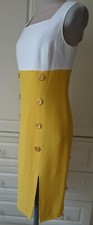 GUY LAROCHE PARIS VINTAGE OCHRE YELLOW AND WHITE DRESS FR 38