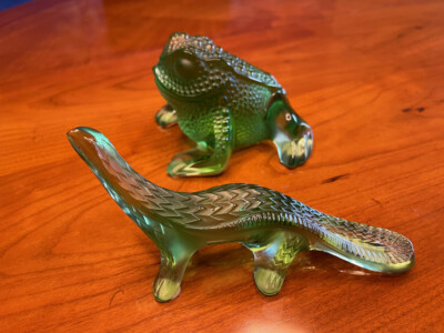 Lalique France art glass frog (Gregorie) & salmander | eBay