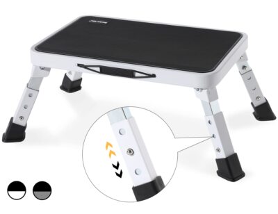 	3 Levels Adjustable Folding Step Stools for Adults Sturdy Metal RV Step Stool	