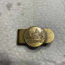 Vintage Skoal Smokeless Tobacco Western Cowboy Gold Brass Money Clip Tobacciana