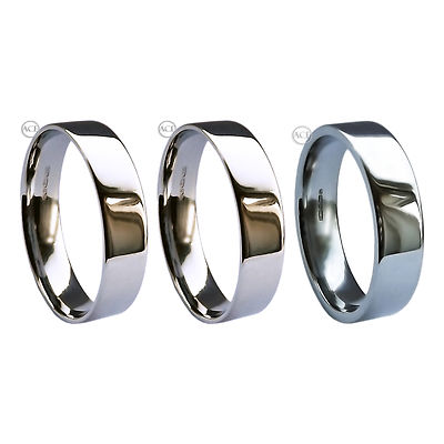 6mm 950 Palladium Hochzeit Bänder Ringe Schwer Extra Flach Court Profil UK Hm