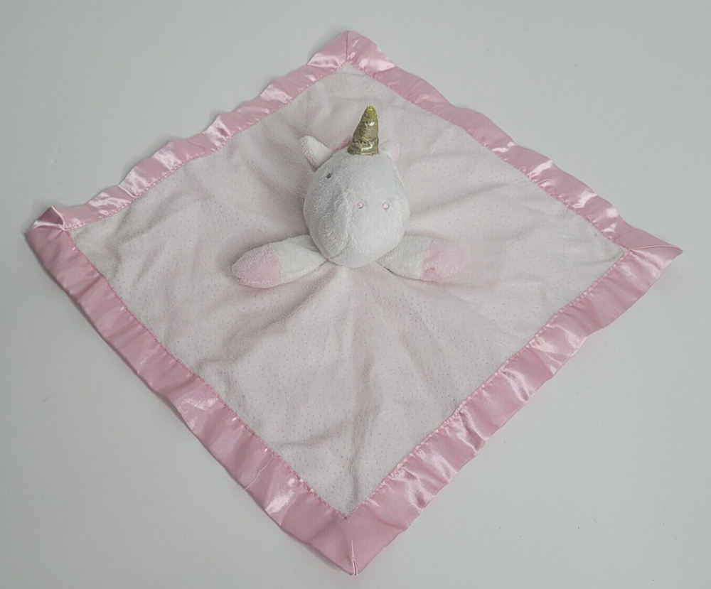 Cloud Island Pink Unicorn Lovey Baby Security Blanket with Satin Trim  