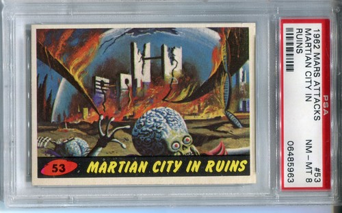 1962 Topps Mars Attacks #53 Martian City in Ruins — PSA 8
