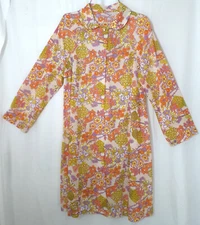 Vintage Trillium Nightgown Floral Size Small Front Snap Nylon 1960s Made In USA