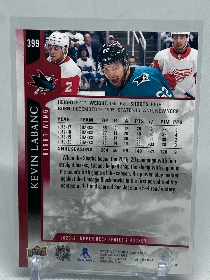 2020-21 Kevin Labanc UPPER DECK SERIES 2 UD EXCLUSIVES #ED 016/100!! SHARKS! - Image 3 of 3