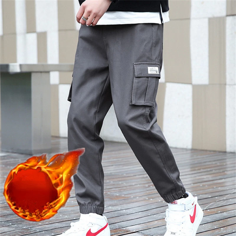 2023 Men's Casual Cargo Cotton Pants Men Pocket Loose Straight Pants  Elastic Work Trousers Brand Fit Joggers Male Large Size - AliExpress