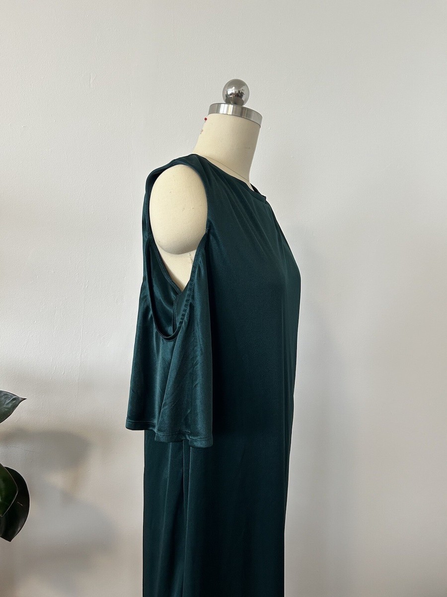 emerald green cutout dress Zara Forest Shoulder Medium formal green maxi dress
