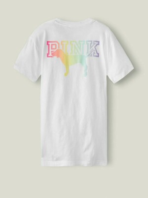 T-Shirt Victoria's Secret PINK - Imprimé "Campus" Avec Chien - Taille Plus - Neuf Avec Étiquettes (NWT)