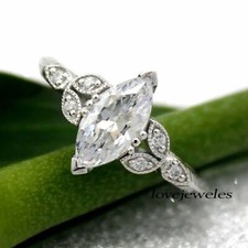 3CT Marquise Cut Lab Created Diamond Engagement Wedding Ring 925 Sterling Silver