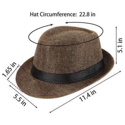 Men Women Summer Straw Fedora Hat Trilby Cuban Sun Cap Panama
