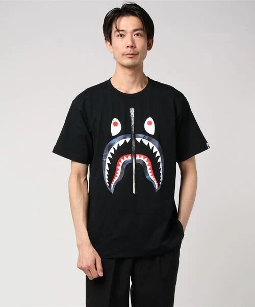 A BATHING APE COLOR CAMO SHARK TEE M Men's T-Shirt ABC CAMO Pattern SHARK Motif