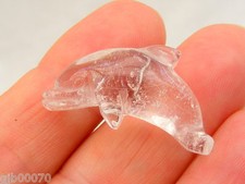 Gemstone Dolphin Hand Carved Ornament Quartz Amethyst Opalite Jadeite Stones