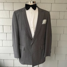 80s Vintage After Six Swanky 1-Button Gray Tuxedo Jacket with Braid Trim Size 46