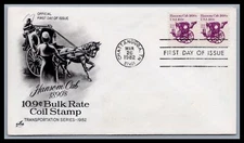 US FDC # 1904 10.9C Hanson Cab ArtCraft coil pair Transportation 1982, 9c172