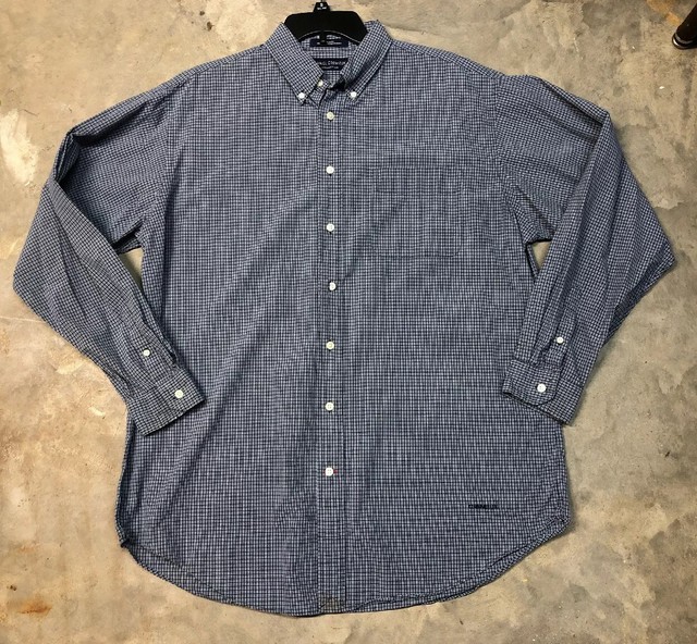 Daniel Cremieux Shirt Mens Blue Plaid Long Sleeve Button Front Size L