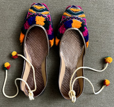 Indian Punjabi Pakistani Ethnic Traditional Women Khussa Flat Shoes Juti US 6