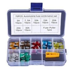 70pcs Automotive 5/7.5/10/15/20/25/30 Amp Micro Car Fuses Assortment Kit For SUV