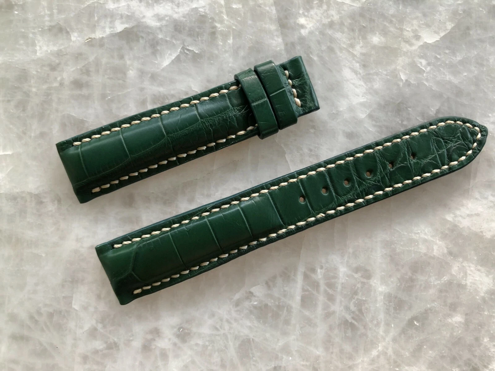 18mm/16mm Green Alligator Crocodile Embossed Leather Watch Strap Band