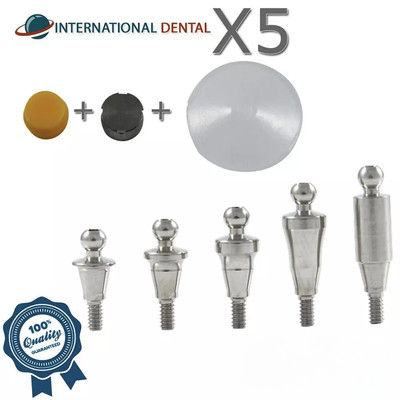 5x Straight Ball Attachment Extra Soft Set Dental Conical NP Titanium