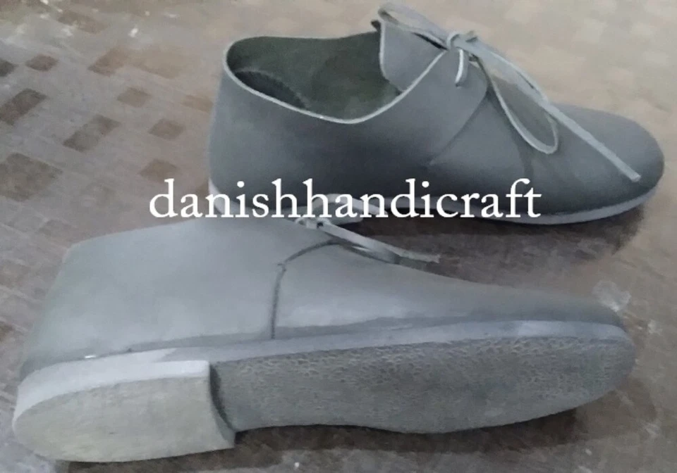 Botas medievales Botines de cuero Botas con cordones Calzado renacentista Foto 2 de 4