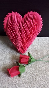 Details About 3d Handmade Origami Valentine Sweetheart Heart Red Love Cute