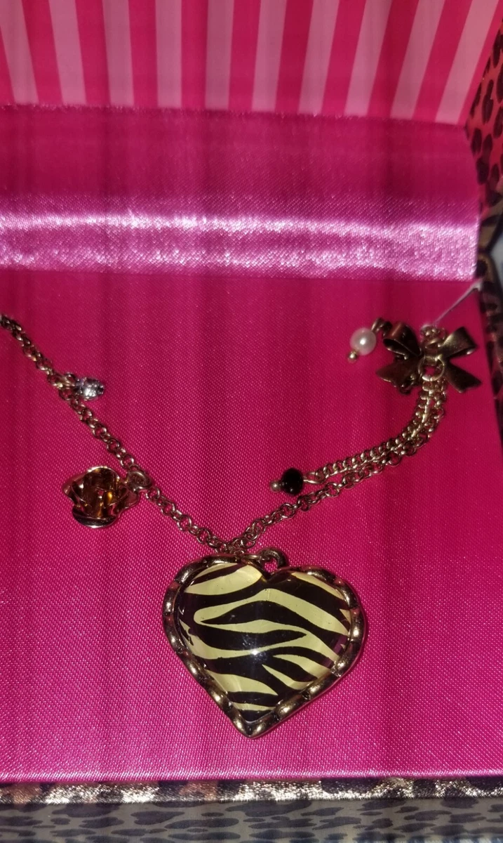 Betsey Johnson Zebra Heart Pendant Necklace New eBay