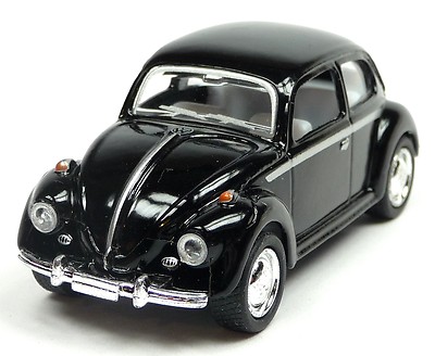 3 Stück VW Käfer Modellauto 1:64 Metall Spritzguss ca. 6-7 cm schwarz KINSMART