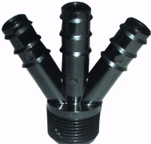 Hozelock Compatible 13mm Barbed 3 Way Splitter To Male 3/4" BSP Thread - Picture 2 of 3