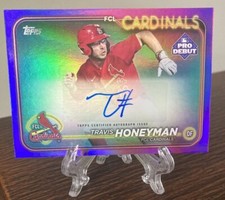 2024 TOPPS PRO DEBUT TRAVIS HONEYMAN PURPLE FOIL AUTO #PD-77 RARE /299 Pre RC