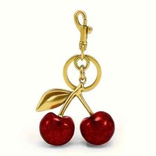 Glitter Cherry Bag Charm Keychain Resin and Metal Brass Perfect For Purses