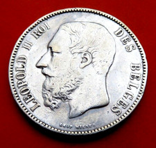 Superbe  Pièce de  monnaie de  5 F de  1873  de  "LEOPOLD  II  ROI DES  BELGES "