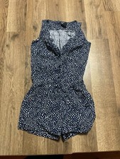 Gap Kids Romper, Girl's Size XS, Blue White, Polka Dots, Sleeveless, Button Up
