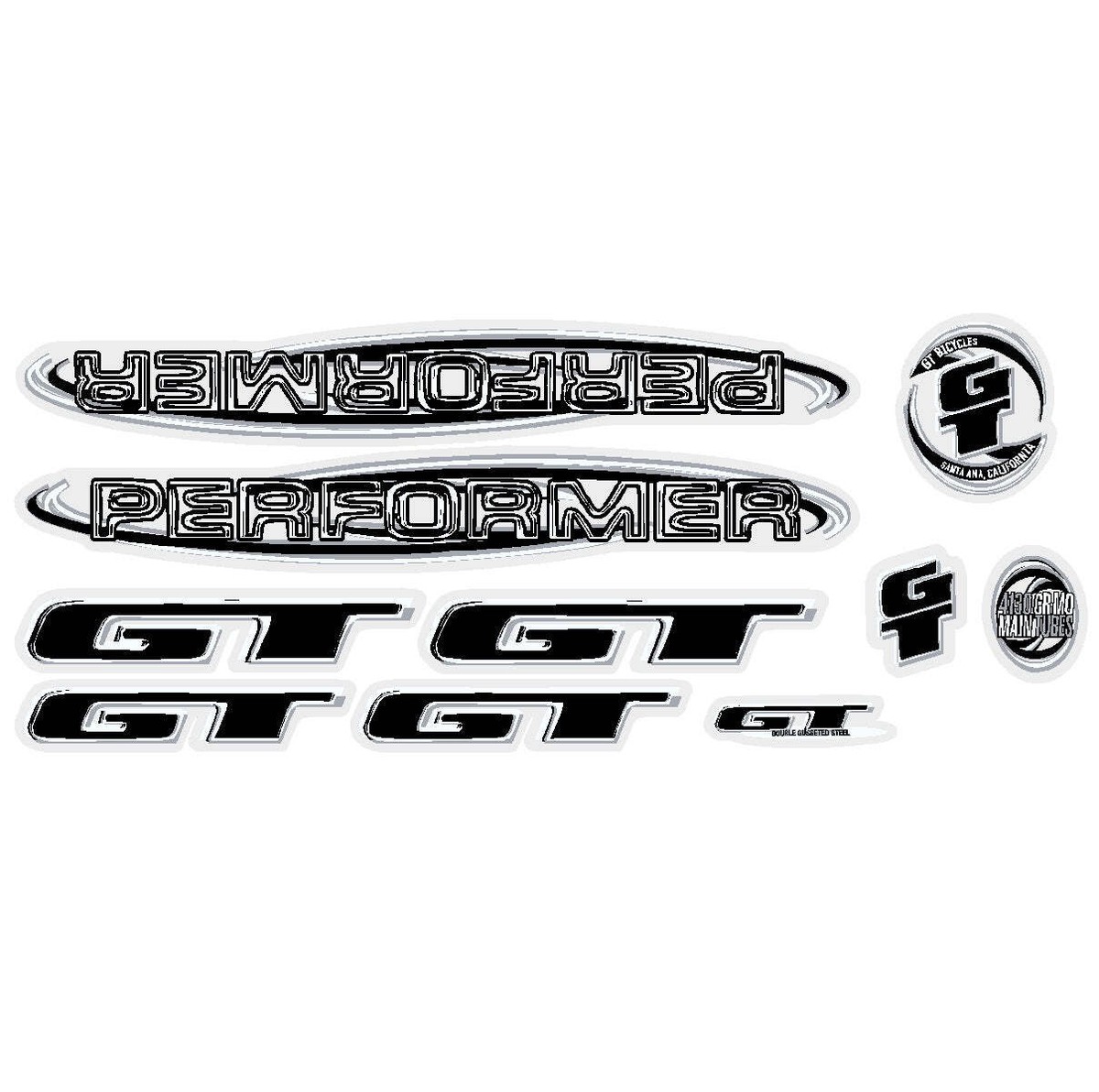 1999 GT BMX Performer for rainbow black frame decal set UK