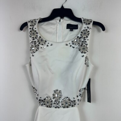 Avery G Womens 10 White Bedazzled Cutout Sleeveless Gown Dress NWD DA28 |  eBay