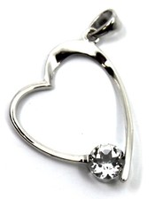 Sterling Silver YGI Open Heart Pendant with 1. Ct Round Cubic Zirconia