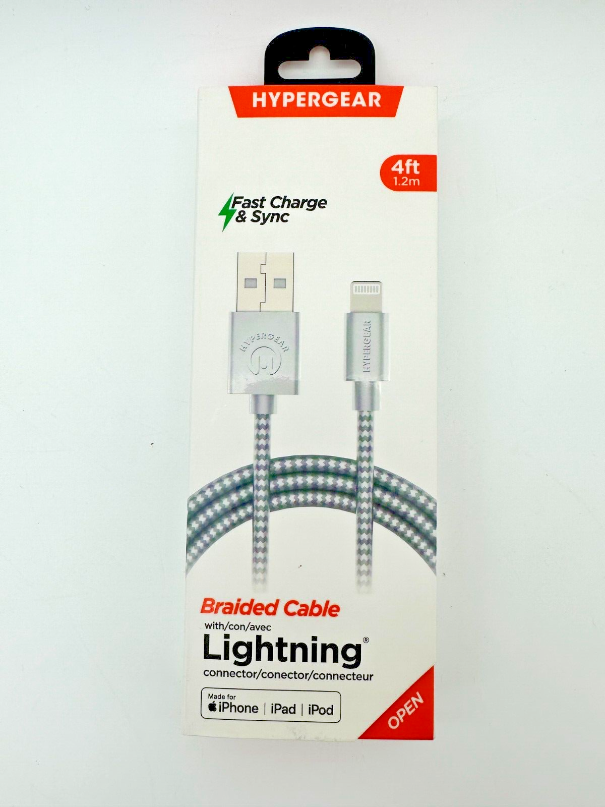 NEW HyperGear MFi Certified Lightning Cable 4ft USB Charge/Sync Cable FREE SHIP!-image