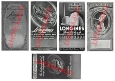 Lot of 5 Vintage Watch Catalogues LONGINES - 1930's and 1940's - Pocket & Wrist