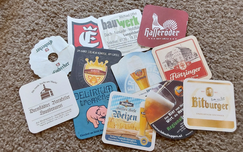 11 NICE GERMAN BEER COASTERS  LOK SCHUPPEN  BITBURGER  TUCHER WEIZEN  ERDINGER +