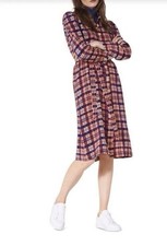 L.K. Bennett London Stunning Dr Evelyn Checked Silk Shirt Dress Size 12