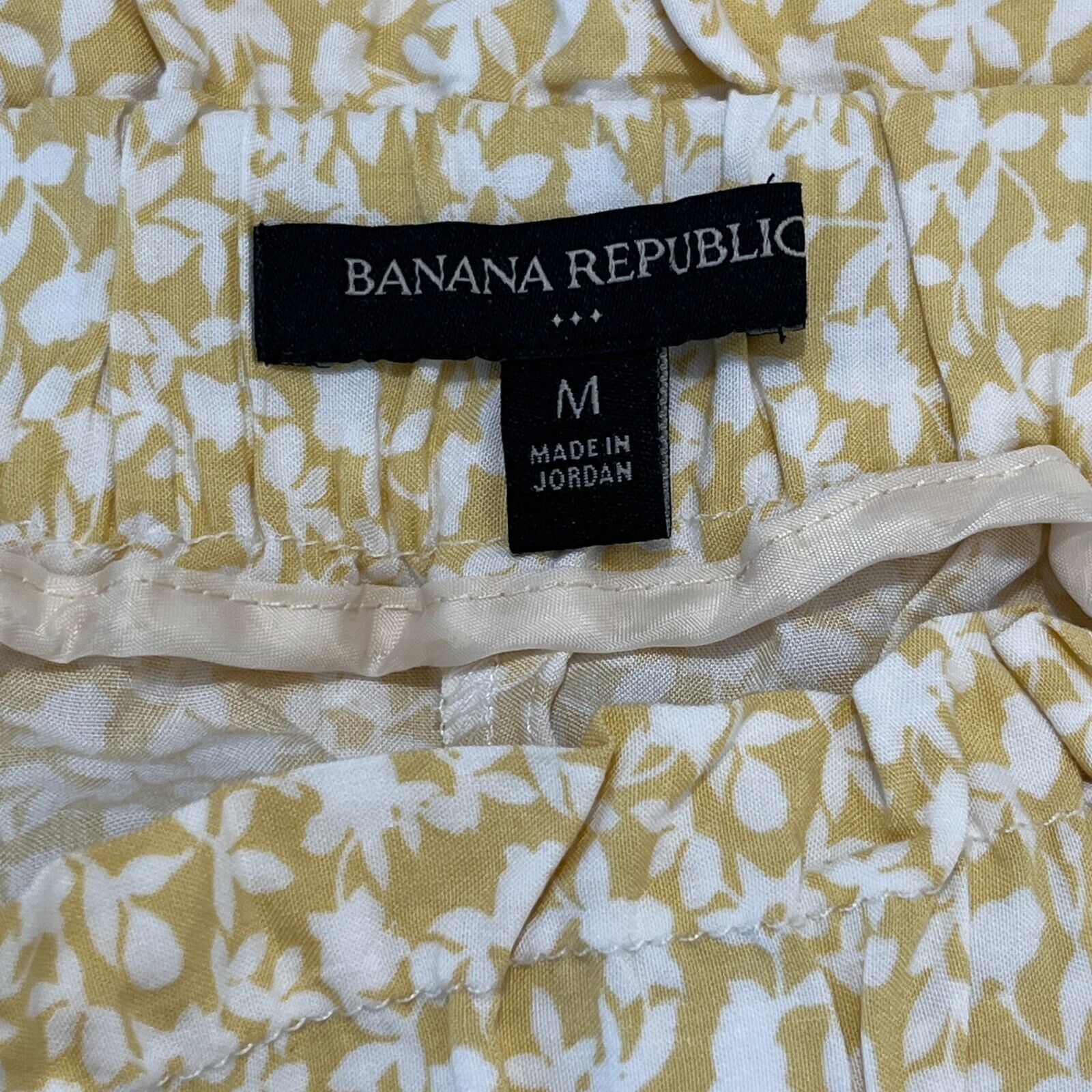 Banana Republic Shorts Womens Medium Yellow Skort Machine Wash Drawstring Floral thumbnail 3
