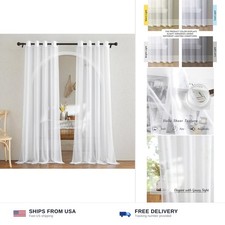White Sheer Curtains 84 inches Long 2 Panels Grommet Voile Light Filtering