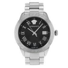 Versace Landmark Black Roman Dial Steel Quartz Mens Watch P6Q99GD008 S099