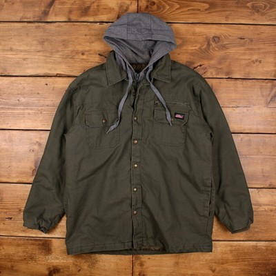 Dickies Workwear Jacke L Herren 00s grün Canvas oliv Kapuze Chore Utility