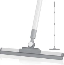 Floor Squeegee with 180° Rotating Head, Squeegee for Floor with 52'' Long Handle