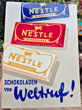 Die 3 Nestle Tafeln Schweizer Schokolade  Schild um 1920  von Weltruf Selten Top