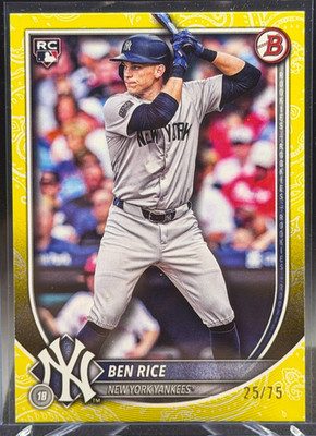Ben Rice 2025 Bowman Yellow Pattern Border #25/75 (RC) - New York Yankees