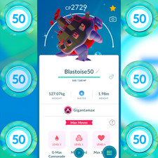 Shiny Gigantamax Blastoise Level 50  Max Moves Unlock  Pokemon Tr-de Go  