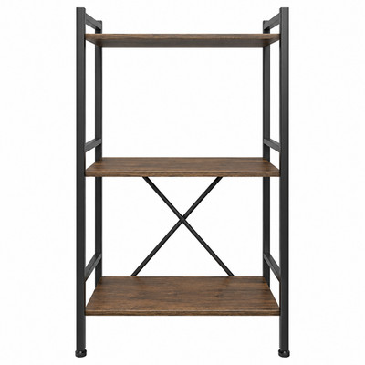 3 Tier Bookshelf Bookcase Storage Shelf Metal Frame Utility Rack Brown
