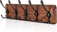 Rustic Wall Mount Coat Rack, Coat Hooks Wall Mount Wood Coat Rack with 5 Triple