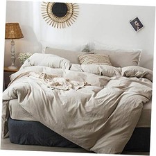 Bedding Oversized Queen 98"x98" Heathered Tannish Linen Grey No Comforter 